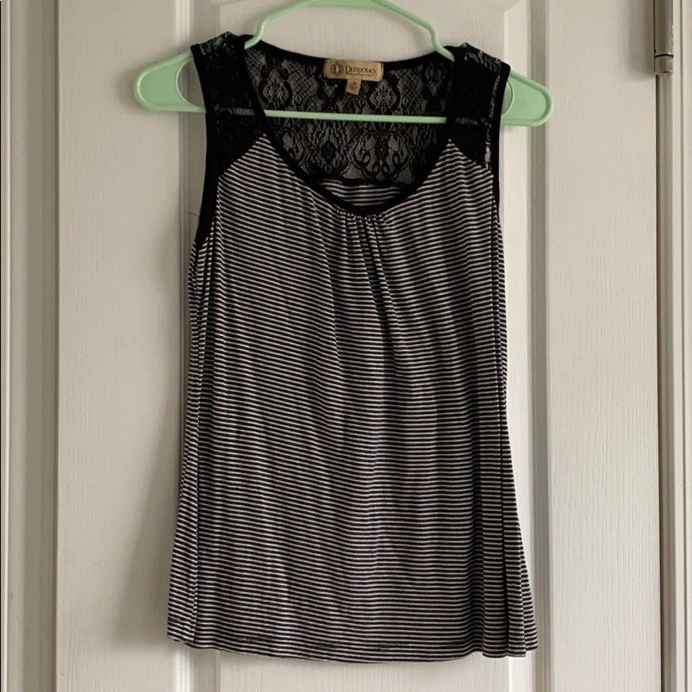 Lace and stripe tank top